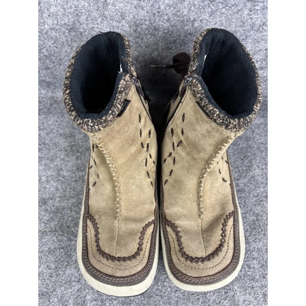 Merrell‎ Puffin Mtn Boots Womens Size 9.5 Brown Suede Ankle Winter Snow Booties